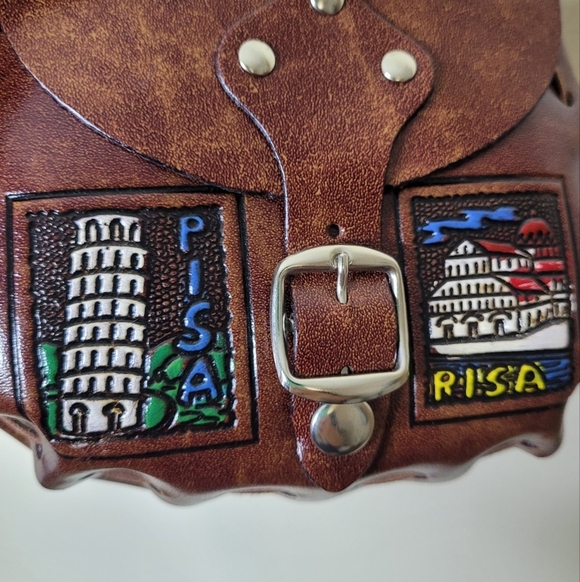 Italian Leather Mini Crossbody Bag Artisan Wanderlust Folk Style Purse - Picture 5 of 12